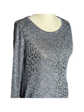 NWT ANA Top Womens Size S Grey Silver Animal Print Knit